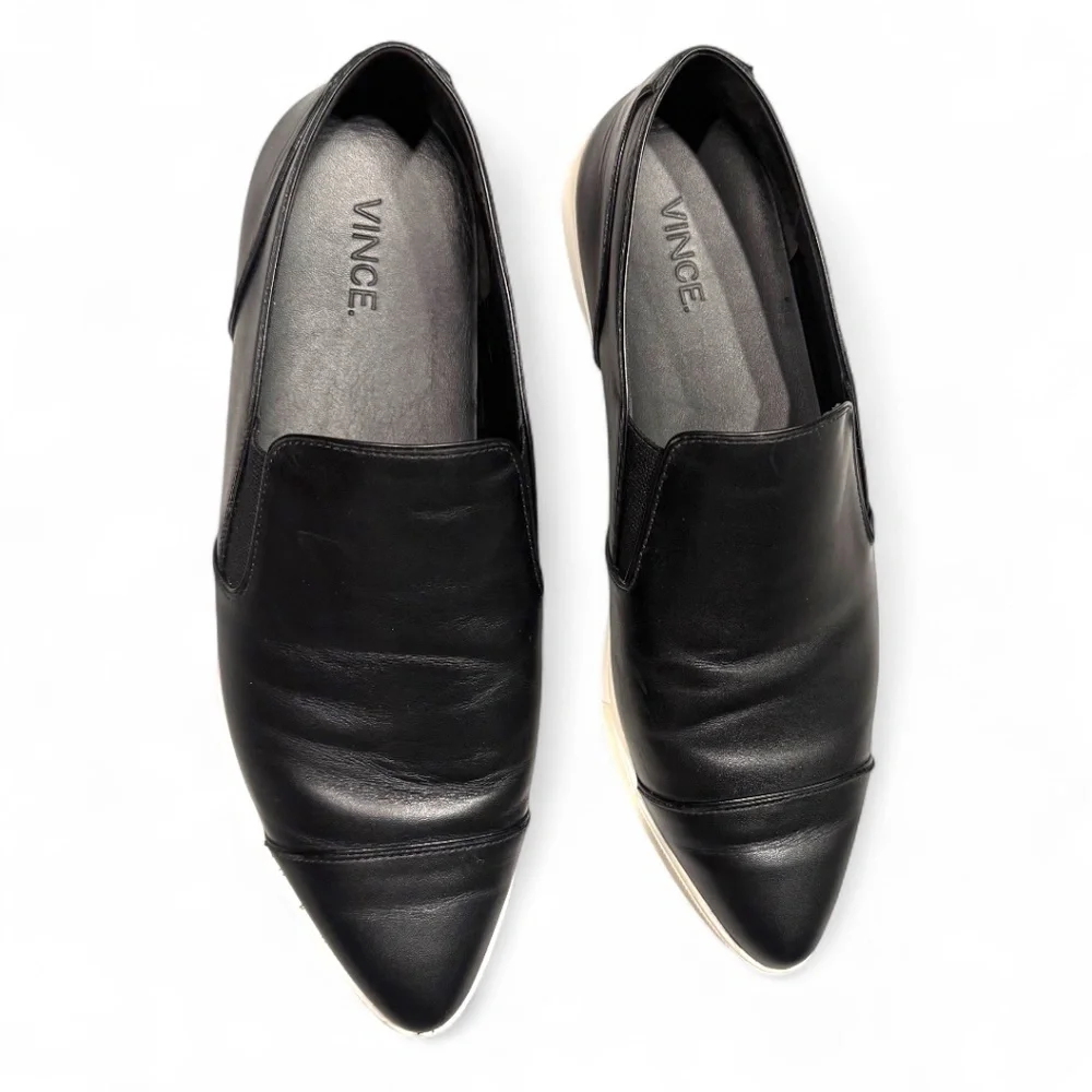 VINCE Black Leather Slip-On Sneakers – Women’s Size 9 (EU 39)